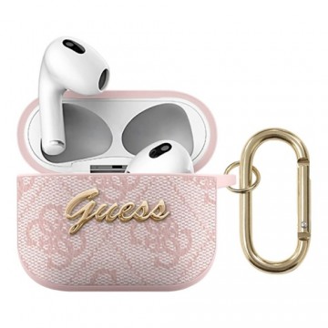 GUA34GSMP Guess 4G Script PC|PU Case for Силиконовый чехол для наушников Apple Airpods 3 розовый