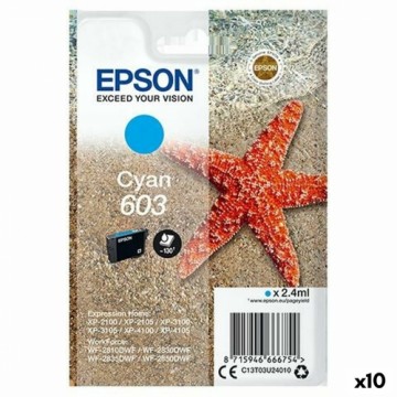 Картридж с оригинальными чернилами Epson XP-2100, 3100, 4100 / WF-2830DWF, 2850DW - Nº 603 Циановый (10 штук)