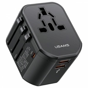 USAMS Ład. siec. 2xUSB T59 20W adapter 4w1 US|AU|EU|UK czarny|black CC179TC01 (US-CC179) Univesal Travel Charger