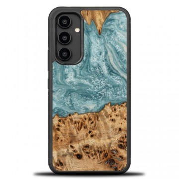 Wood and resin case for Samsung Galaxy A54 5G Bewood Unique Uranus - blue and white