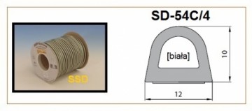 Sanok Blīvgumija dubultā D profils 10x12mm balts (2x25m) m