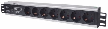 Intellinet 19" 1.5U Rackmount 7-Way Power Strip - German Type", With Surge Protection, 3m Power Cord