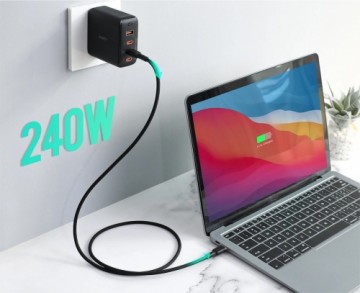 AUKEY CB-SCC241 USB-C Power Delivery PD 240W 5A 20V 1m Nylon Black