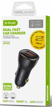 D-Fruit car charger USB-A + USB-C 60W (DF103)