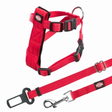 Krūšu siksna ar pavadu kaķiem - Trixie Car harness for cats, 20–50 cm|15 mm, red