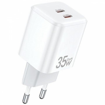 AWEI ład. siec. PD65-EU 35W 2x USB-C biała|white GaN