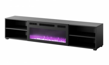 Cama Meble RTV cabinet POLO 180x33x39 black + fireplace black