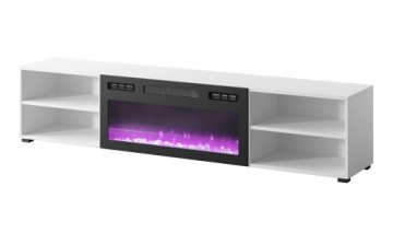 RTV cabinet POLO 180x33x39 white + fireplace black