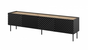 4D RTV cabinet ONDA 200x40x35-54 black (standing or wall mounted)