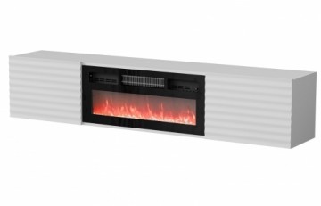 Cama Meble Cama RTV cabinet TULA 183x35x37 white matt + black fireplace