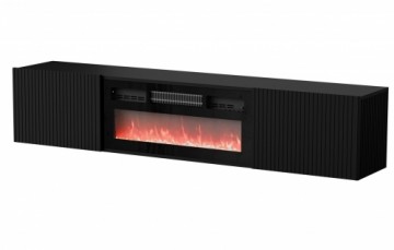 Cama Meble Cama RTV cabinet ROTA 183x35x37 black matt + black fireplace