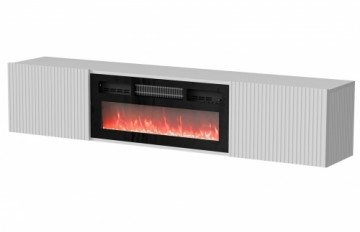 Cama Meble Cama RTV cabinet ROTA 183x35x37 white matt + black fireplace