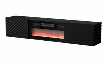 Cama Meble Cama RTV cabinet LARA 183x35x37 black matt + black fireplace