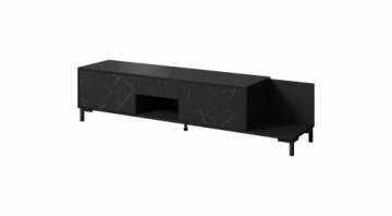 Cama Meble RTV cabinet MARMO 2D1S1K 195x40x47.5 cm black matt/marble black