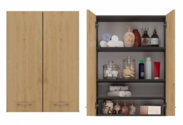 Top E Shop Topeshop POLA MINI DD ANT/ART bathroom storage cabinet Graphite, Oak