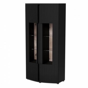 Cama Meble Cama 2D display cabinet MICHELLE 86x35-47xH180 black/viking oak