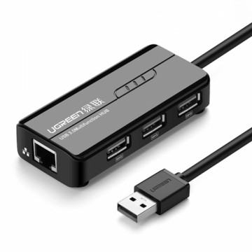 Ugreen 20264 RJ45 | USB-A 10|100Mbps HUB network adapter 3x USB-A 2.0 - black