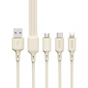 Dudao L7SE 3in1 cable USB-A - USB-C | Lightning | micro USB 66W 1.2m - beige