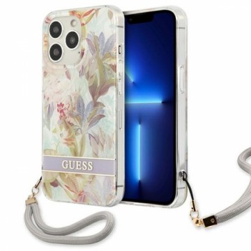 Guess GUHCP13XHFLSU iPhone 13 Pro Max 6,7" fioletowy|purple hardcase Flower Strap