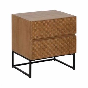 Bigbuy Home Naktsskapītis MARIGNI Melns Dabisks Dzelzs Pelnu koks Koks MDF 51,5 x 42 x 56,5 cm