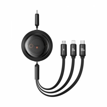 Baseus Free2Draw CB000084 retractable USB-C - Lightning | USB-C | micro USB cable 100W 1.1m - black