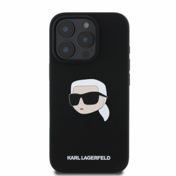 Karl Lagerfeld Liquid Silicone Karl Head MagSafe Case for iPhone 16 Pro Black