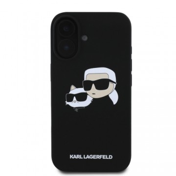 Karl Lagerfeld Liquid Silicone Double Heads MagSafe Case for iPhone 16 Plus Black