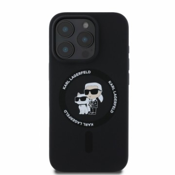 Karl Lagerfeld Liquid Silicone Karl and Choupette MagSafe Case for iPhone 16 Pro Black