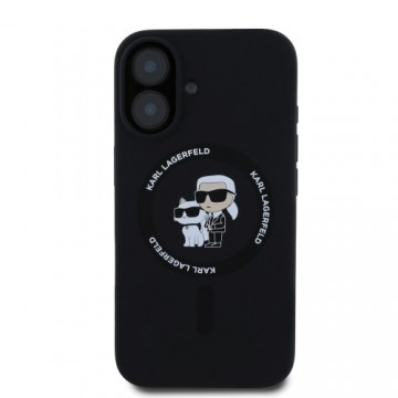 Karl Lagerfeld Liquid Silicone Karl and Choupette MagSafe Case for iPhone 16 Black