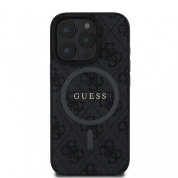 Guess PU Leather 4G Colored Ring MagSafe Case for iPhone 16 Pro Max Black