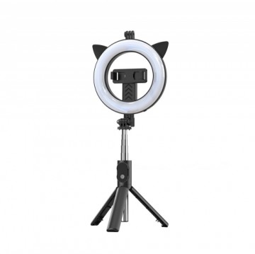 OEM Selfie Stick - with detachable bluetooth remote control, tripod and ring lamp - P20D-4 Black