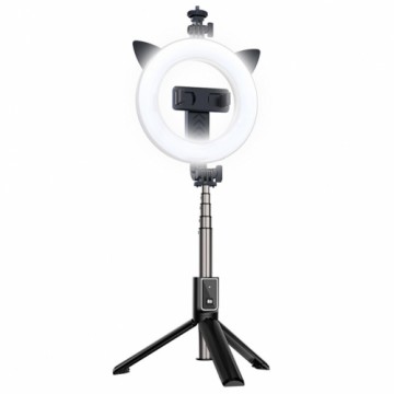 Selfie Stick - with detachable bluetooth remote control, tripod and ring lamp - P40D-3 Black