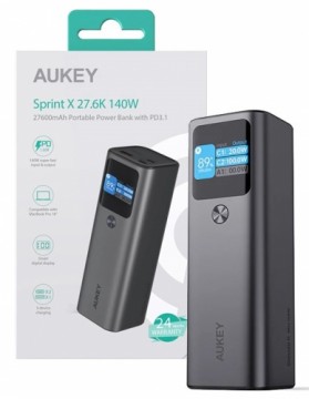 AUKEY PB-Y45 Mini Power Bank 27600mAh 140W QC PD 3.1 3xUSB PPS Smart Digital Display Black