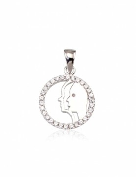 Silver pendant #2300385(PRh-Gr)_CZ, Silver 925°, Rhodium (Plating), Zirkons, 2.7 gr.