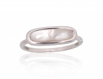 Silver ring #2101940(PRh-Gr)_PL, Silver 925°, Rhodium (Plating), Mother-of-pearl, Size: 18, 2.2 gr.