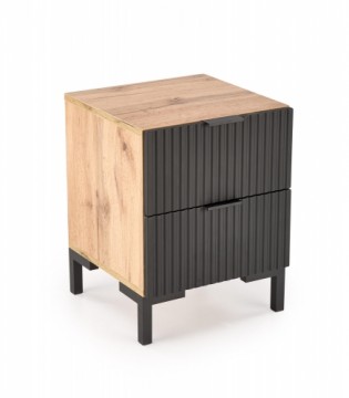 Halmar NELA bedside table, craft oak - black