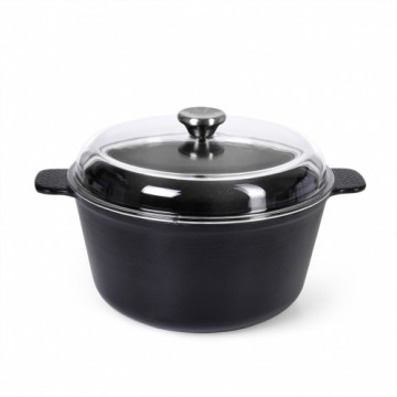 Stockpot NOMADA 26x13 cm / 5 LTR with two side handles glass lid (lightweight cast iron with non-stick coating)