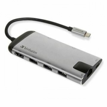 Verbatim   Verbatim Adapter Hub USB-C - USB-C/ 3xUSB-A 3.0/HDMI/Eternet/SD/microSD aluminium/aluminum 49142