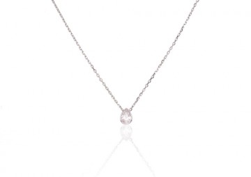 Silver necklace #2500116(PRh-Gr)_CZ, Silver 925°, Rhodium (Plating), Zirkons, length: 42 cm, 1.9 gr.