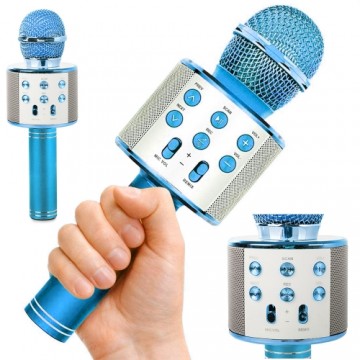 Goodbuy karaoke microphone with built in speaker bluetooth | 3W | aux | voice modulator | USB | Micro SD blue