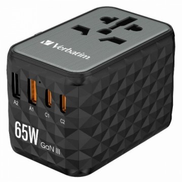 Verbatim Adapter podróżny EU|UK|US GaN 2xUSB-A|2xUSB-C PD 65W UTA-05 czarny|black 32120