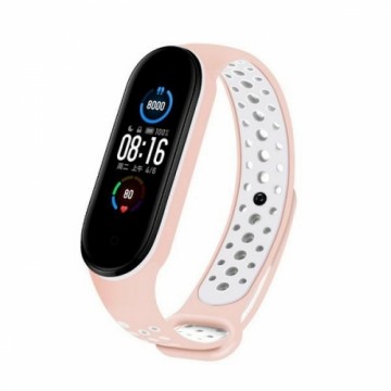 Beline pasek Design Mi Band 7|6|5 różowo-biały |pink-white