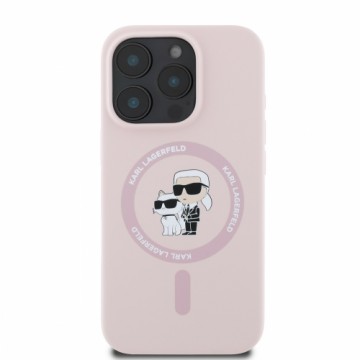 Karl Lagerfeld Liquid Silicone Karl and Choupette MagSafe Case for iPhone 16 Pro Max Pink