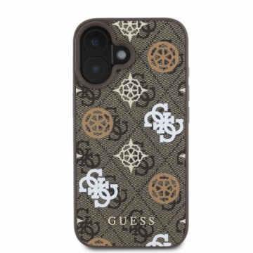 Guess PU 4G Peony MagSafe Case for iPhone 16 Brown