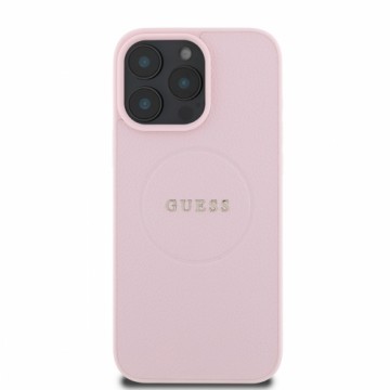 Guess PU Grained Classic Logo MagSafe Case for iPhone 16 Pro Max Pink