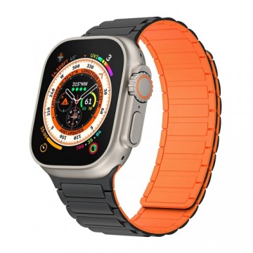 Silicone magnetic loop for Apple Watch 38|40|41 design 2 black-orange