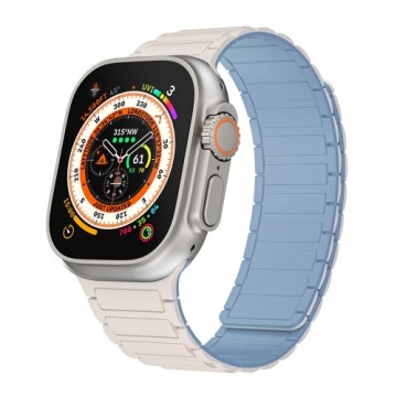 OEM Silicone magnetic loop for Apple Watch 42|44|45|49 design 2 white-blue