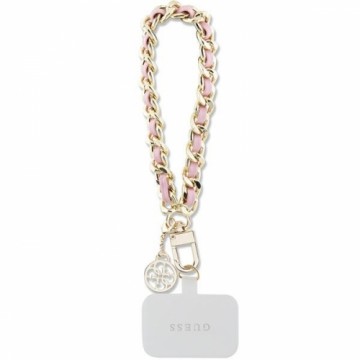 Guess GUOUCHSAMC4P Universal Hand Strap różowy|pink Saffiano Chain 4G Charm