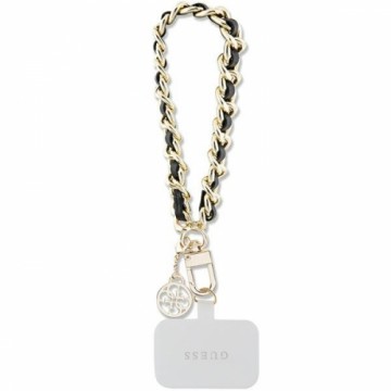 Guess GUOUCHSAMC4K Universal Hand Strap czarny|black Saffiano Chain 4G Charm