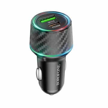 Borofone Car charger BZ21 Brilliant - USB + Type C - QC 3.0 PD 48W black